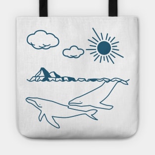 Whale, Humpback whale, Minimal art, Mammal Tote