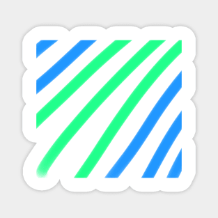 Blue green stripes watercolor art Magnet