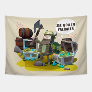 See you in Valhalla, Viking King with treasure box, Adam Tapestry