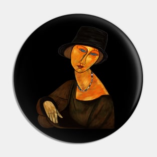 Woman in black hat Pin