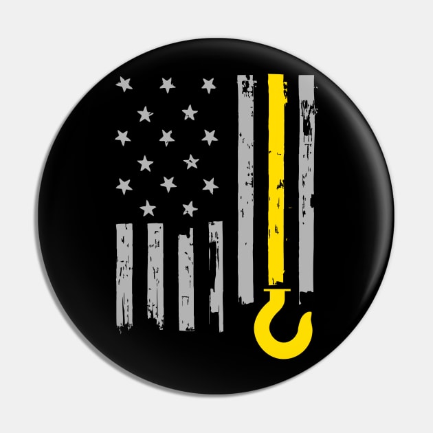 Tow Truck Driver Lives Matter Yellow Line American Flag Pin by TBA Design