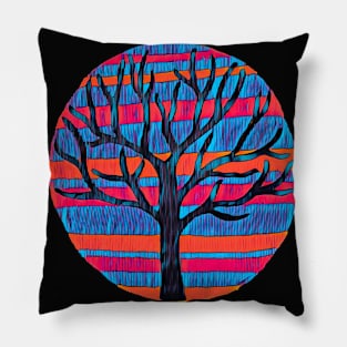 Tree in Blue Wash Pillow