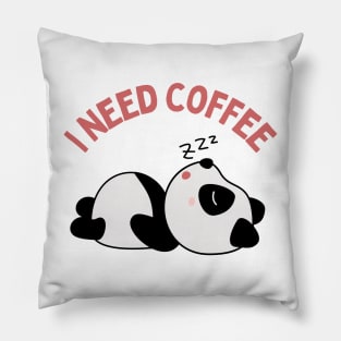 Tired Panda I need coffee lover coffee addict This Girl Runs On Caffeine And Sarcasm Funny Pillow