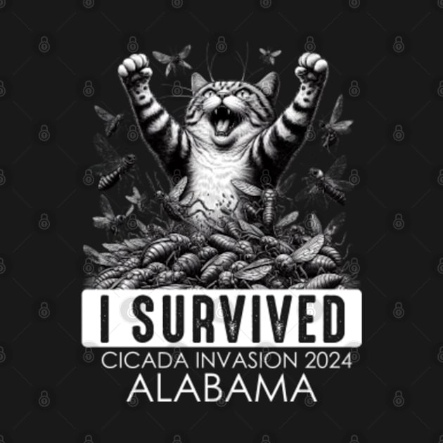 Alabama Cicada Invasion Survivor Funny Cat by GreenCraft