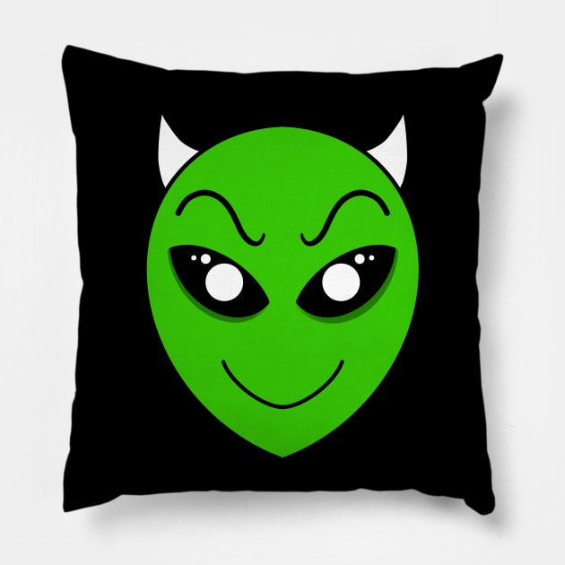 Evil Alien Emoji Pillow by Kcinnik