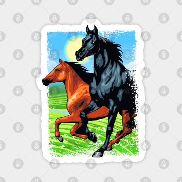 Horse riding - horse Farm - Nature - Horses Magnet by BigWildKiwi