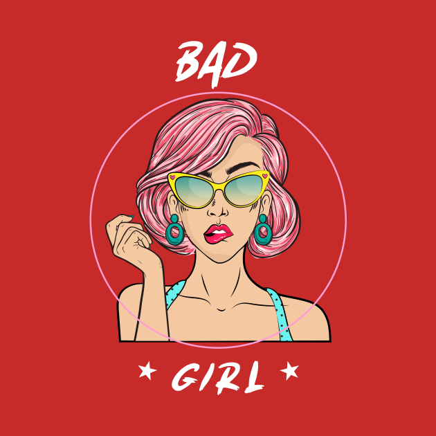 Bad Girl Feminist Pink Hair Girl Power Retro Cartoon 90s Nostalgia by BitterBaubles