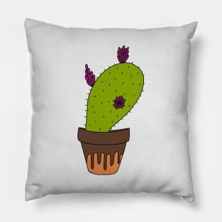 Cute Cactus Design #157: Big Cactus With Flowers In Terra-cotta Pot Pillow