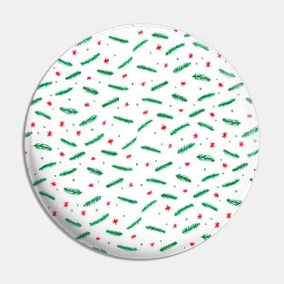 Christmas branches and stars - green and red Pin
