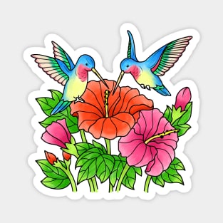 Hummingbird Couple Flowers Women Girls Hummingbirds Magnet