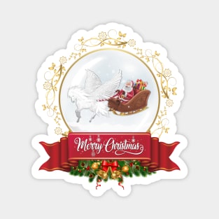 Merry Christmas Greeting. Pegasus, Helping Santa Magnet