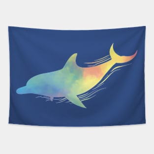 Dolphin In Rainbow Colors Tapestry