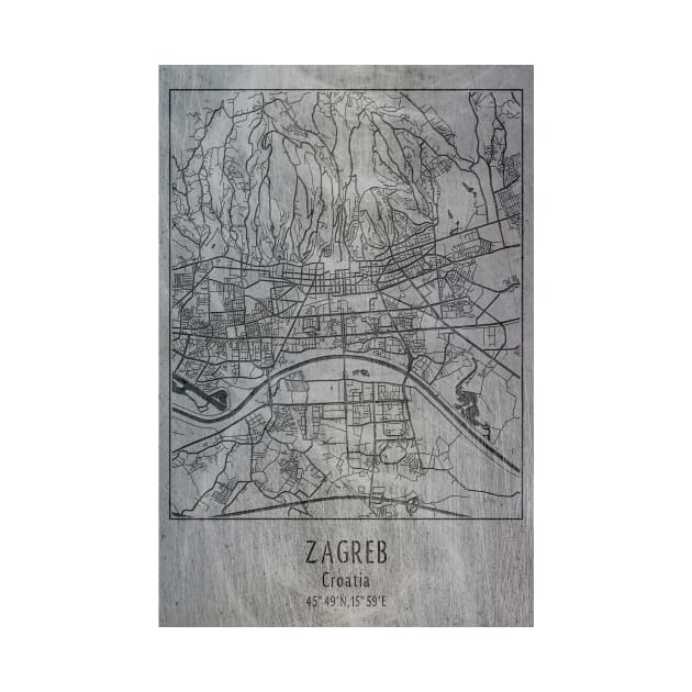 Zagreb, Croatia, city map by Creative at home