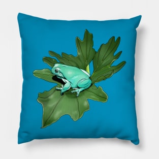 White's Treefrog on Philodendron Leaf Pillow