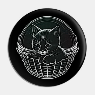 Cute Kitten In A Basket Pin