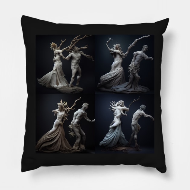 Apollo And Daphne Greek Statue Pillow by DarkAgeArt