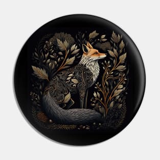 Thoughtful Folksy Fox With Fauna Pin