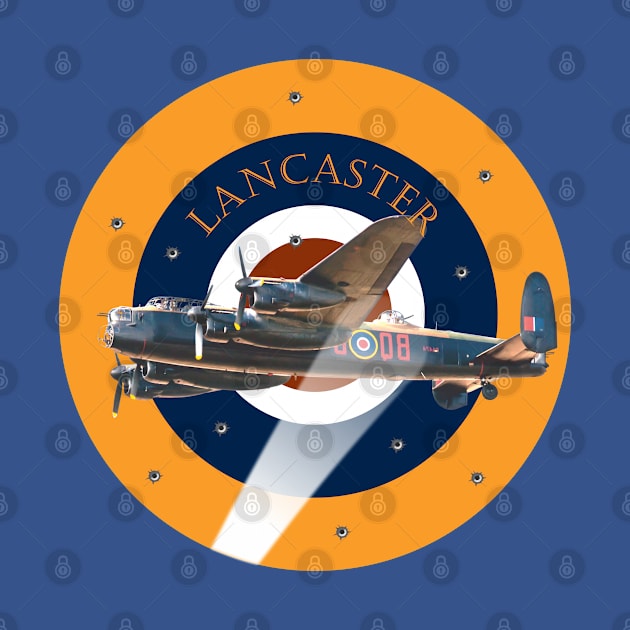 Lancaster Bomber in searchlight beam being strafed by AJ techDesigns