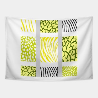 White and Yellow Mixed Animal Print Tapestry