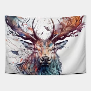 Deer Stag Portrait Animal Painting Wildlife Outdoors Adventure Tapestry