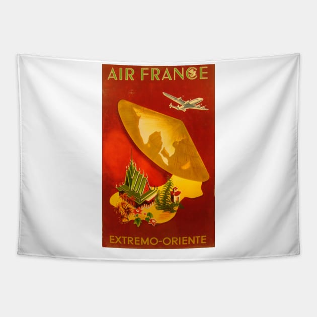 Air France to the Orient Vintage Travel Tapestry by Culturio