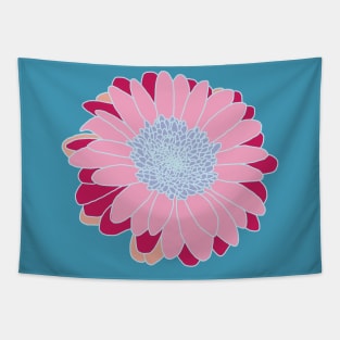 Pink and Blue Flower Drawing Tapestry