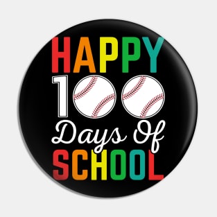 Happy 100th Day Of School Baseball Sport Gift Pin