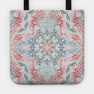 Vintage Fancy - a Pattern in Pale Blue, Navy & Deep Rose Tote