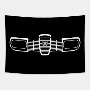 Saab 96 minimalist grille outline graphic (white) Tapestry