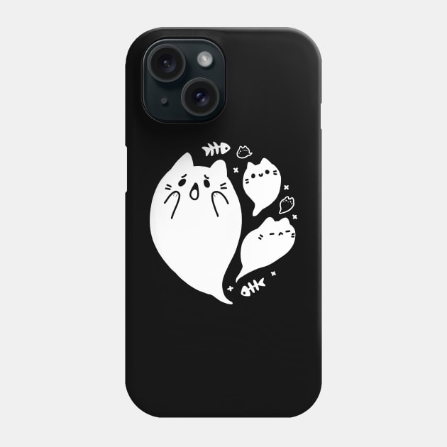 Halloween Ghost Cat Minimal White Phone Case by vooolatility