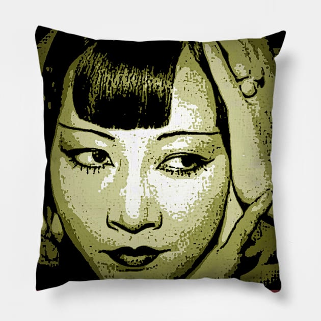 Anna May Wong moss grn Pillow by JerryGranamanPhotos71