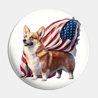 Stars and Stripes Corgi Pin