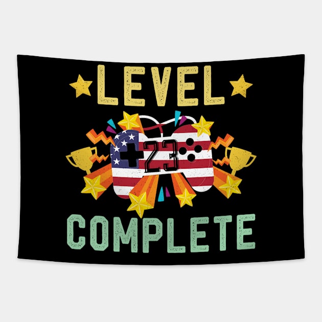 Level 23 Complete 4th Of July & Birthday Gift Vintage TShirt Celebrate 23th Wedding Present Tapestry by kaza191