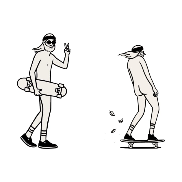 Hipster Skateboarder 2 X Hipster Skateboarder love - Digital Drawing - B&W by euror-design