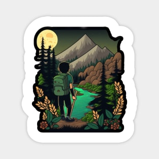 Hiking Cartoon Design - Buy and Plant a Tree Magnet