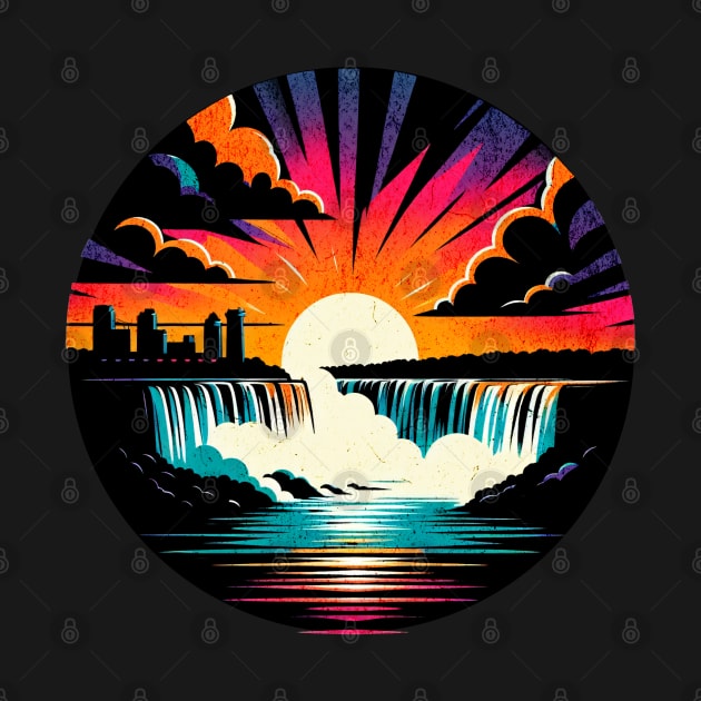 Niagara Falls Vintage Circle Design by Miami Neon Designs