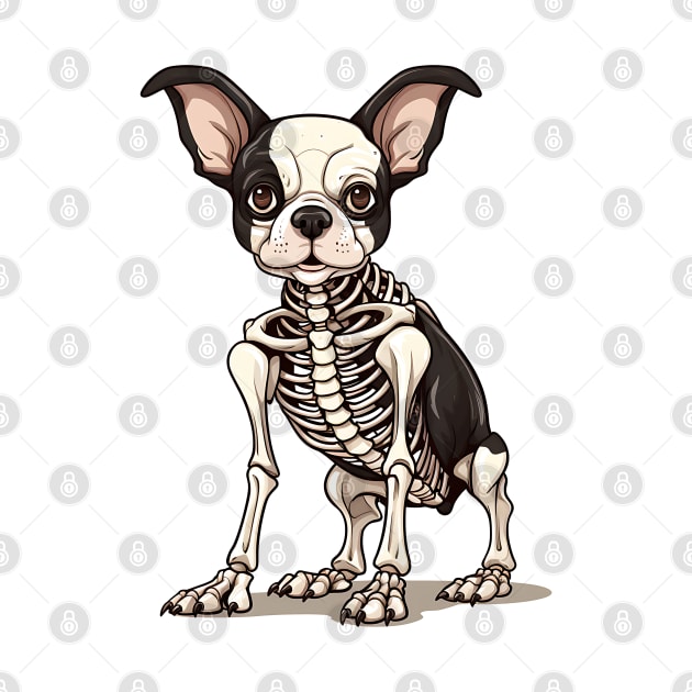 Skeleton Boston Terrier Dog by Chromatic Fusion Studio