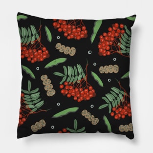 red detailed Rowan berries Pillow