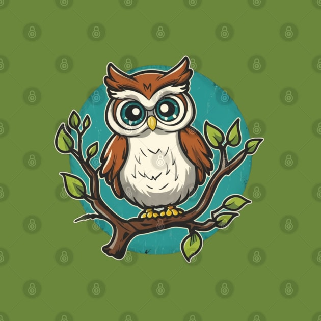 Cute Owl on Tree by Signum