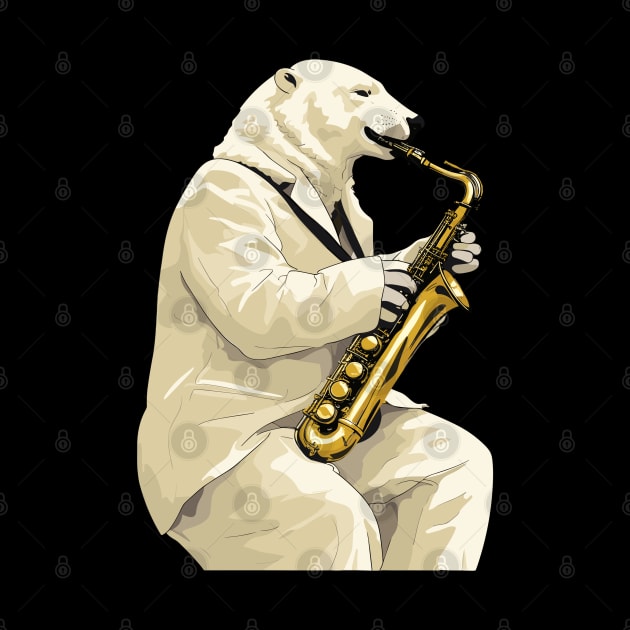 Polar Bear Playing Saxophone by Graceful Designs