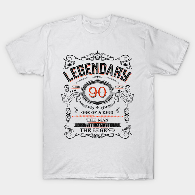 90th Birthday Gift Idea Legendary At 90 Years Old Retro Vintage Party 90th Birthday Gift Idea Legendary T Shirt Teepublic