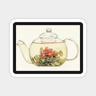 Blooming Flower Tea Watercolor Painting Magnet