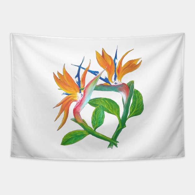 Flowers: Paradise : two birds of paradise Tapestry by Annie18c