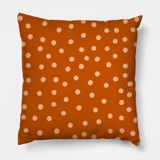 Peach Polka Dot Spots on Terracotta Pattern Pillow