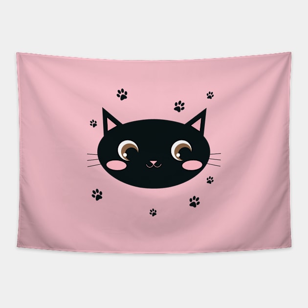 Black Cat Face Tapestry by Family shirts