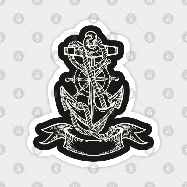 White Ship anchor tattoo Magnet by devaleta