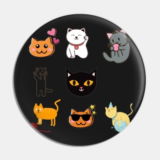 Cat 8 pk Stickers Collection Pin