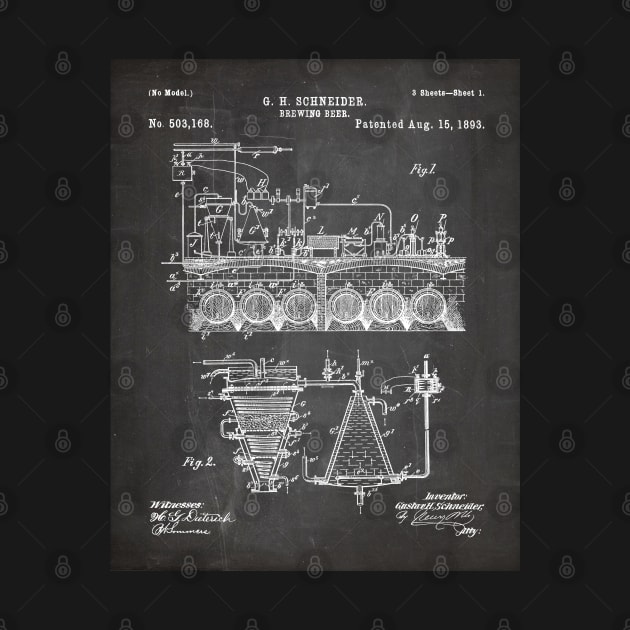 Brewing Beer Patent - Beer Art - Black Chalkboard by patentpress