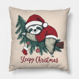Sleepy sloth christmas Pillow