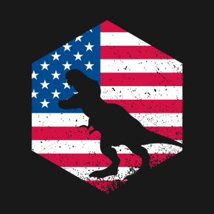 Funny Dinosaur USA Flag Patriot T-Shirt